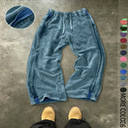 Washed Cotton Loose Wide Leg Knit Sweatpants
