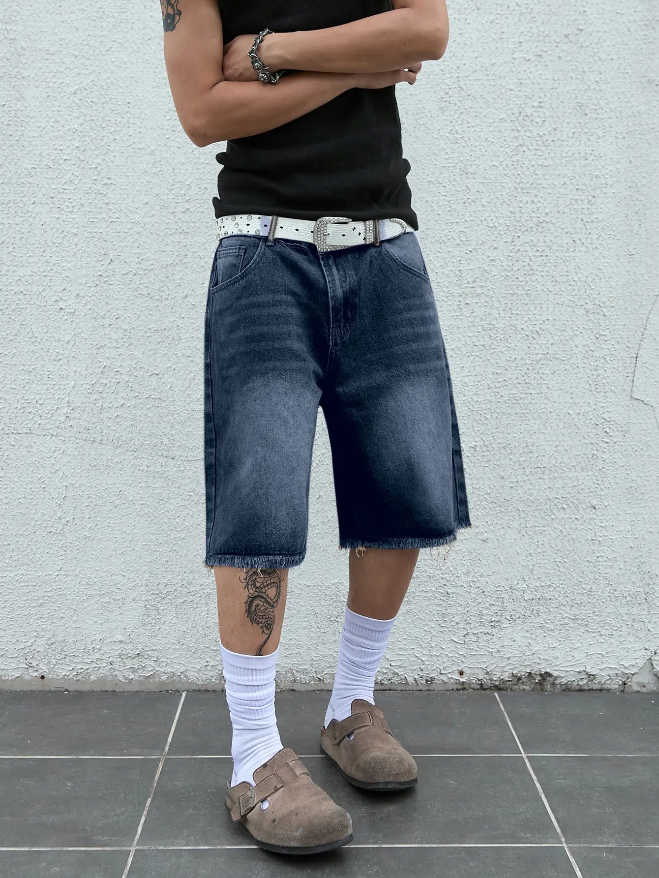 【Order Size Up】Straight Leg Jean Spring To Summer Shorts Raw Hem Low Rise Denim Bermuda Jorts Shorts Streetwear