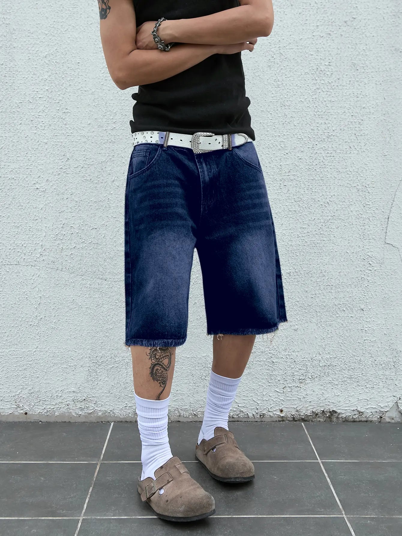 【Order Size Up】Straight Leg Jean Spring To Summer Shorts Raw Hem Low Rise Denim Bermuda Jorts Shorts Streetwear