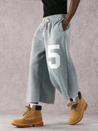 Street Style Badge Graphic Drawstring Waist Loose Pants
