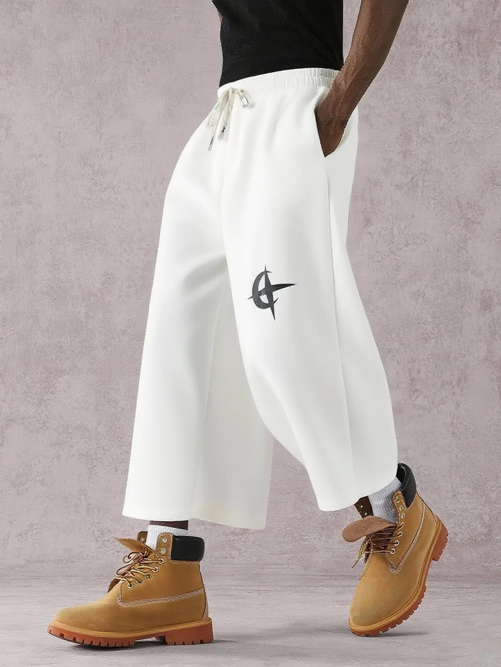 Street Style Badge Graphic Print Drawstring Waist Loose Fit Sports Pants