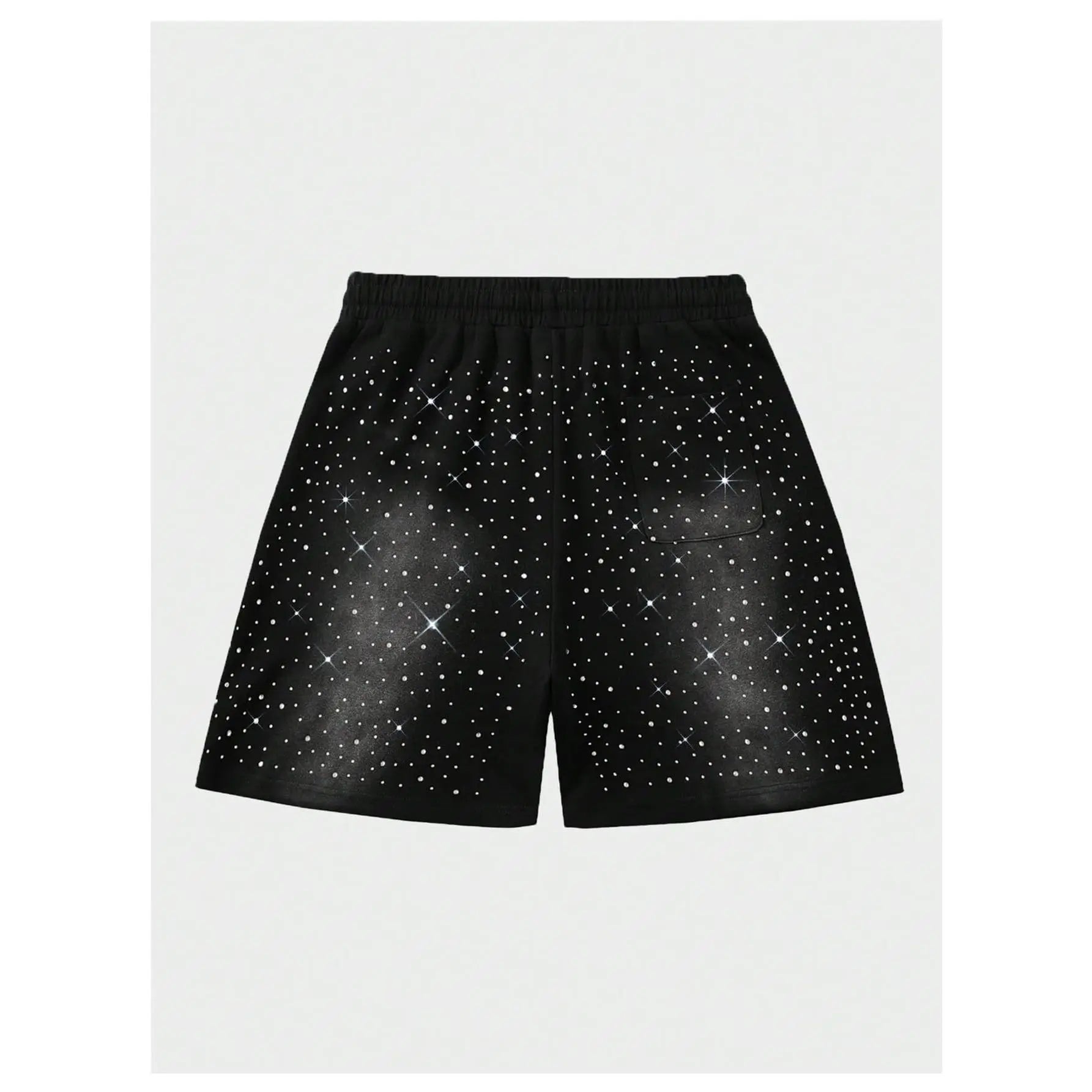 Unisex Y2k Rhinestone Shorts Drawstring Elastic Waist Summer Streetwear Shorts with Pockets