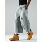 Street Style Badge Graphic Drawstring Waist Loose Pants