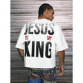 Jesus Is My King Patchwork Cropped V-Neck Short Sleeve Tee