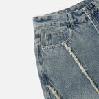 Y2K Fringe Patchwork Loose Wide Leg Denim Jeans Unisex