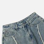 Y2K Fringe Patchwork Loose Wide Leg Denim Jeans Unisex