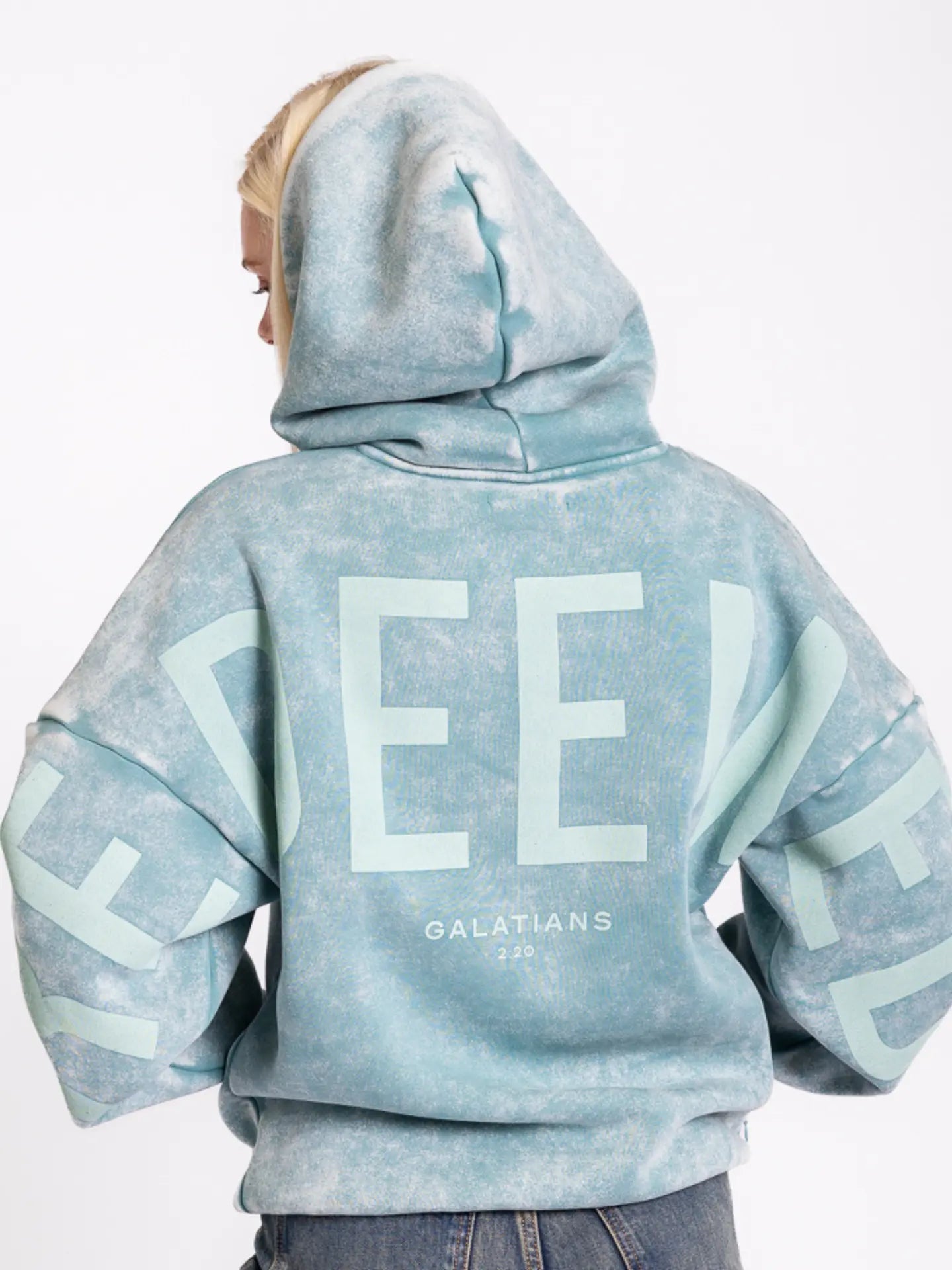 GOD'S LOVE OVERCOMES GLO Kingdom Essential Hoodie Snow Wash Inspirational Unisex Cozy Worship Lifestyle Wear 360GSM Cotton Polyester Fleece - Womenswear Fabric Everyday