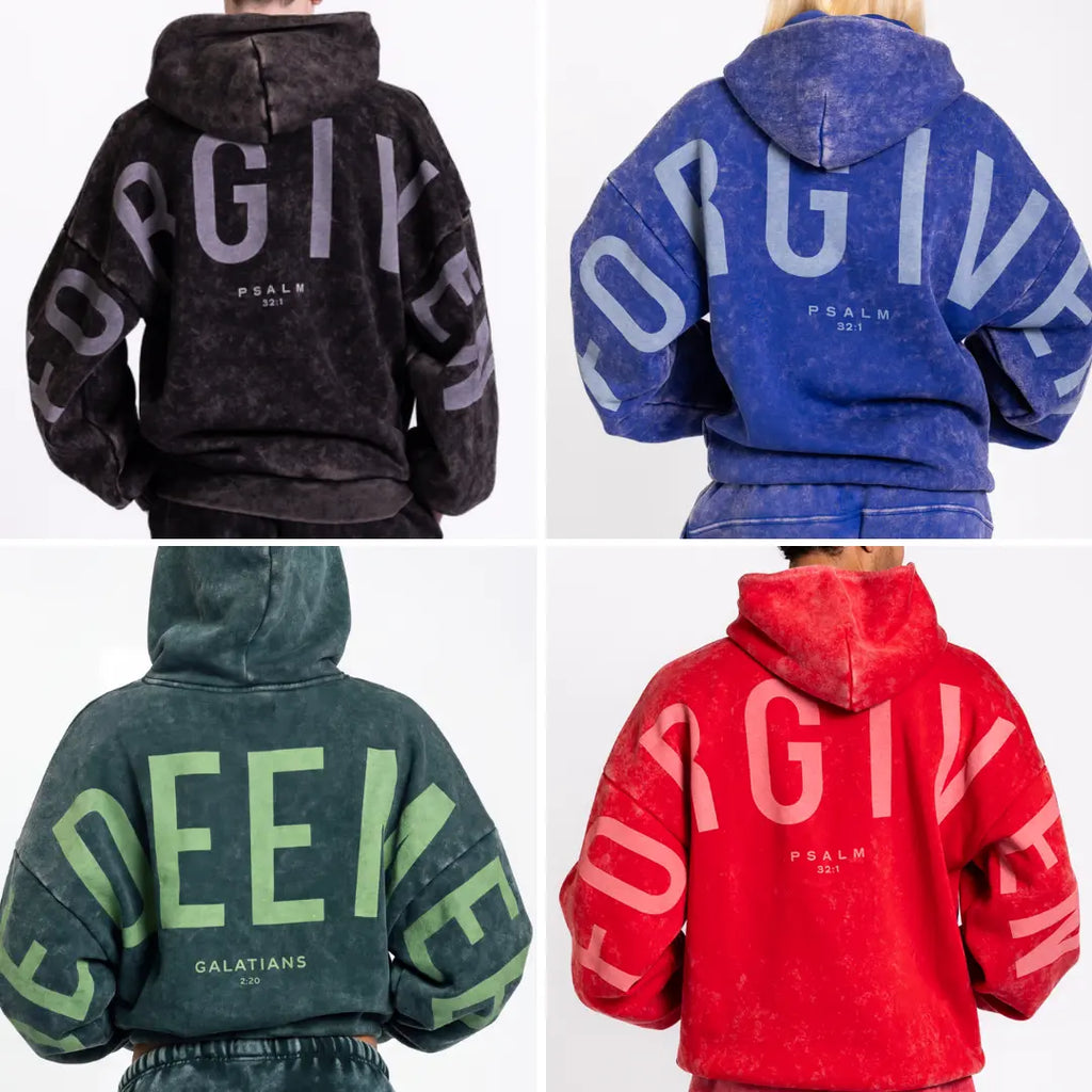 GOD'S LOVE OVERCOMES GLO Kingdom Essential Hoodie Snow Wash Inspirational Unisex Cozy Worship Lifestyle Wear 360GSM Cotton Polyester Fleece - Womenswear Fabric Everyday