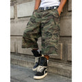 Casual Cargo Camo Frayed Hem Loose Denim Shorts Streetwear