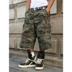 Casual Cargo Camo Frayed Hem Loose Denim Shorts Streetwear