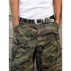 Casual Cargo Camo Frayed Hem Loose Denim Shorts Streetwear