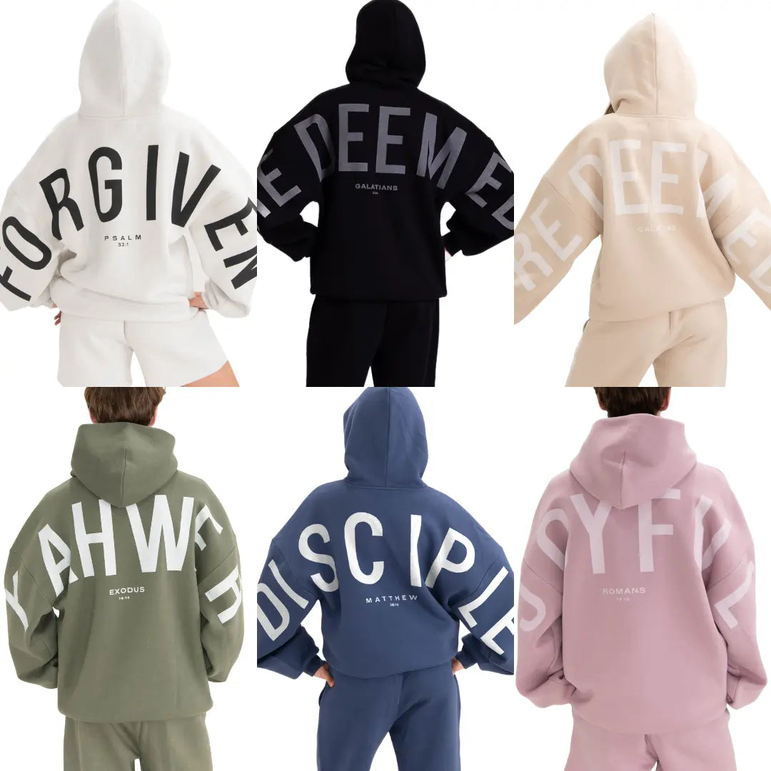 GLO Kingdom Essential Hoodie | Christian Oversized Hoodies, Heavyweight Faith Sweatshirts with Yahweh, Yeshua, Forgiven Designs, Super Soft Religious Apparel Gifts for Women & Men Fit Statement Fleece Pocket Fabric Polyester Cotton