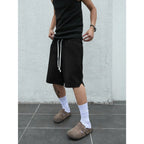 Drawstring Elastic Waist Loose Five Pocket Denim Shorts