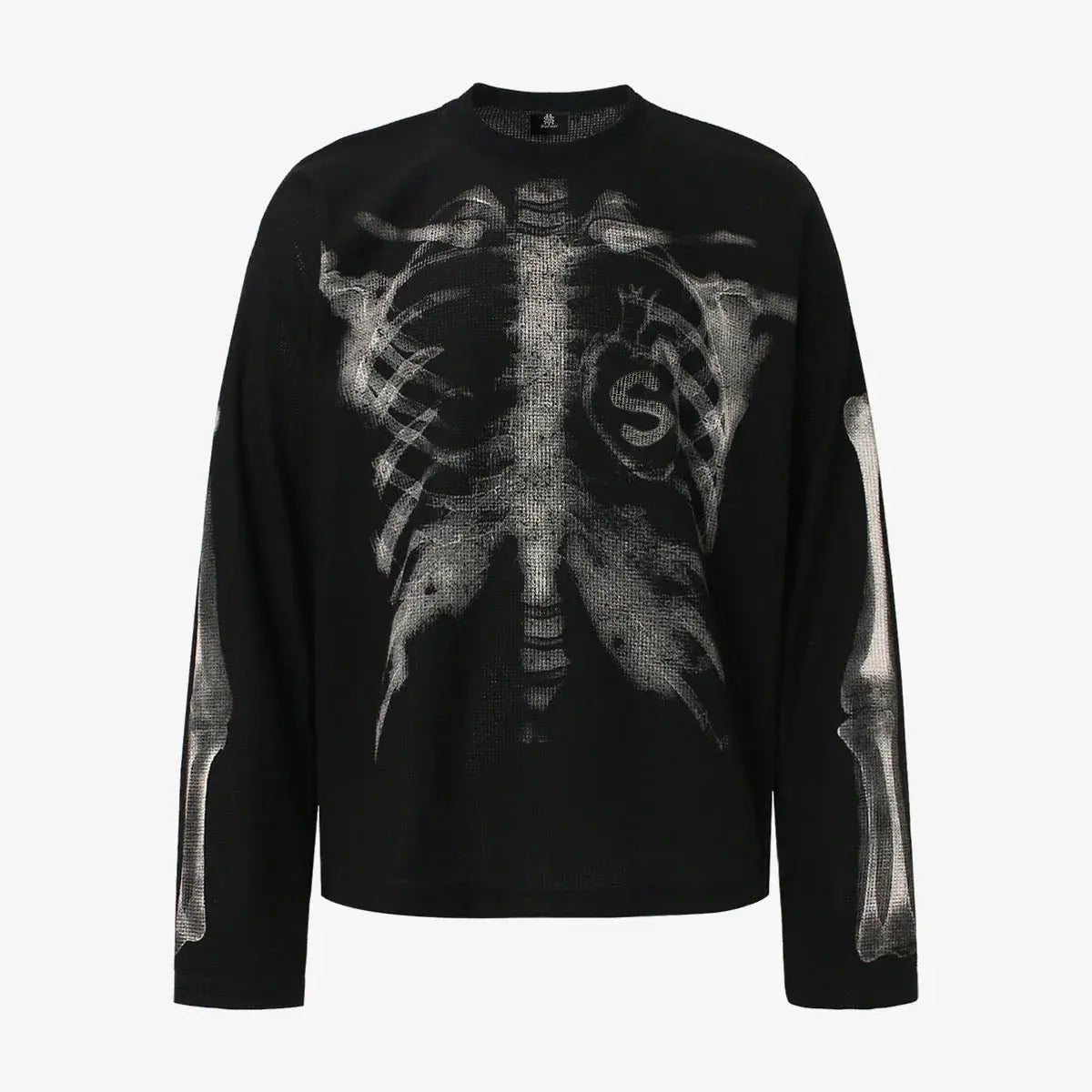 Skeleton Graphic Waffle Sweatshirt – Spooky Halloween Vibes