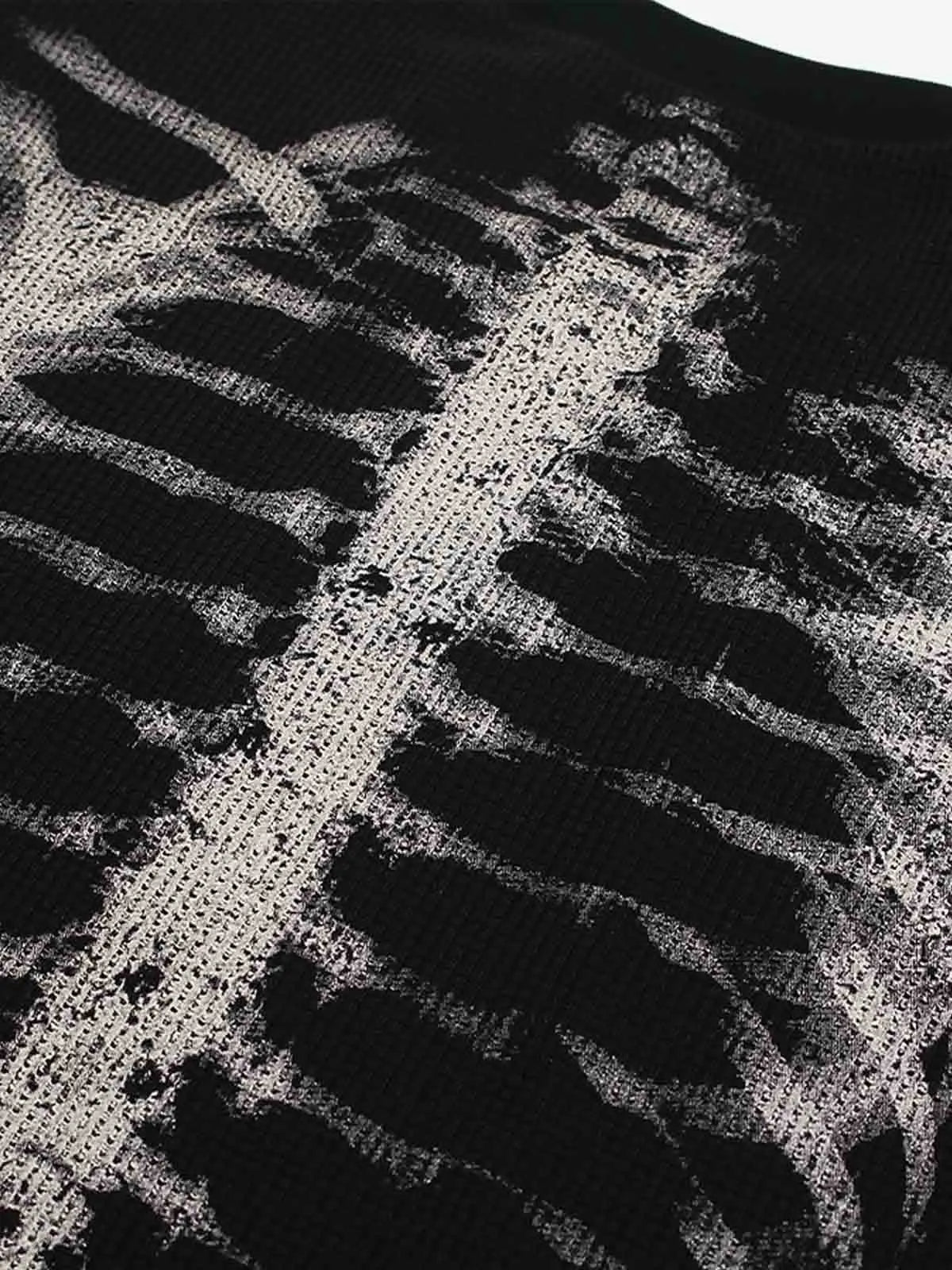Skeleton Graphic Waffle Sweatshirt – Spooky Halloween Vibes