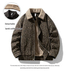 Leopard Print Lapel Fleece Lined Warm Winter Jacket