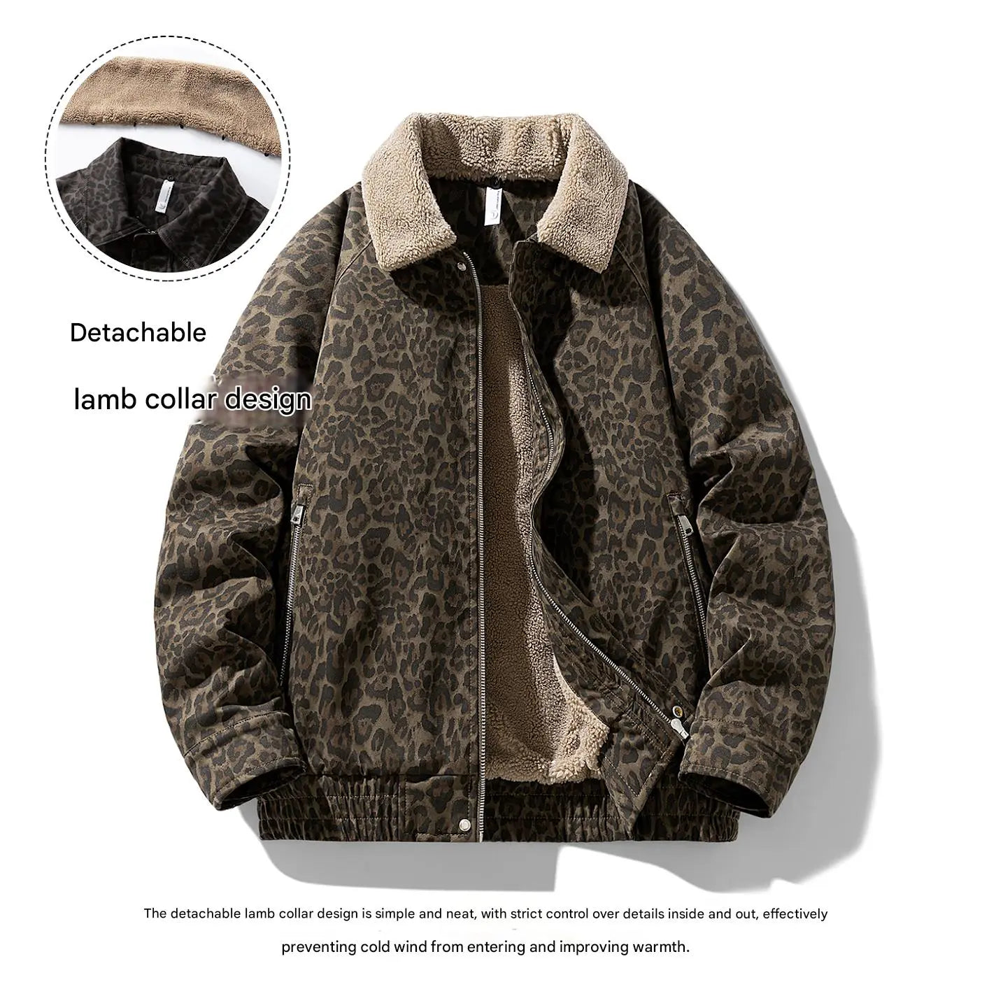 Men's Vintage Leopard Print Lapel Fleece Lined Warm Jacket Autumn Winter Trendy Casual New Coat quilted jacket winter outfits Stylish Menswear Functionality