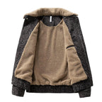 Leopard Print Lapel Fleece Lined Warm Winter Jacket