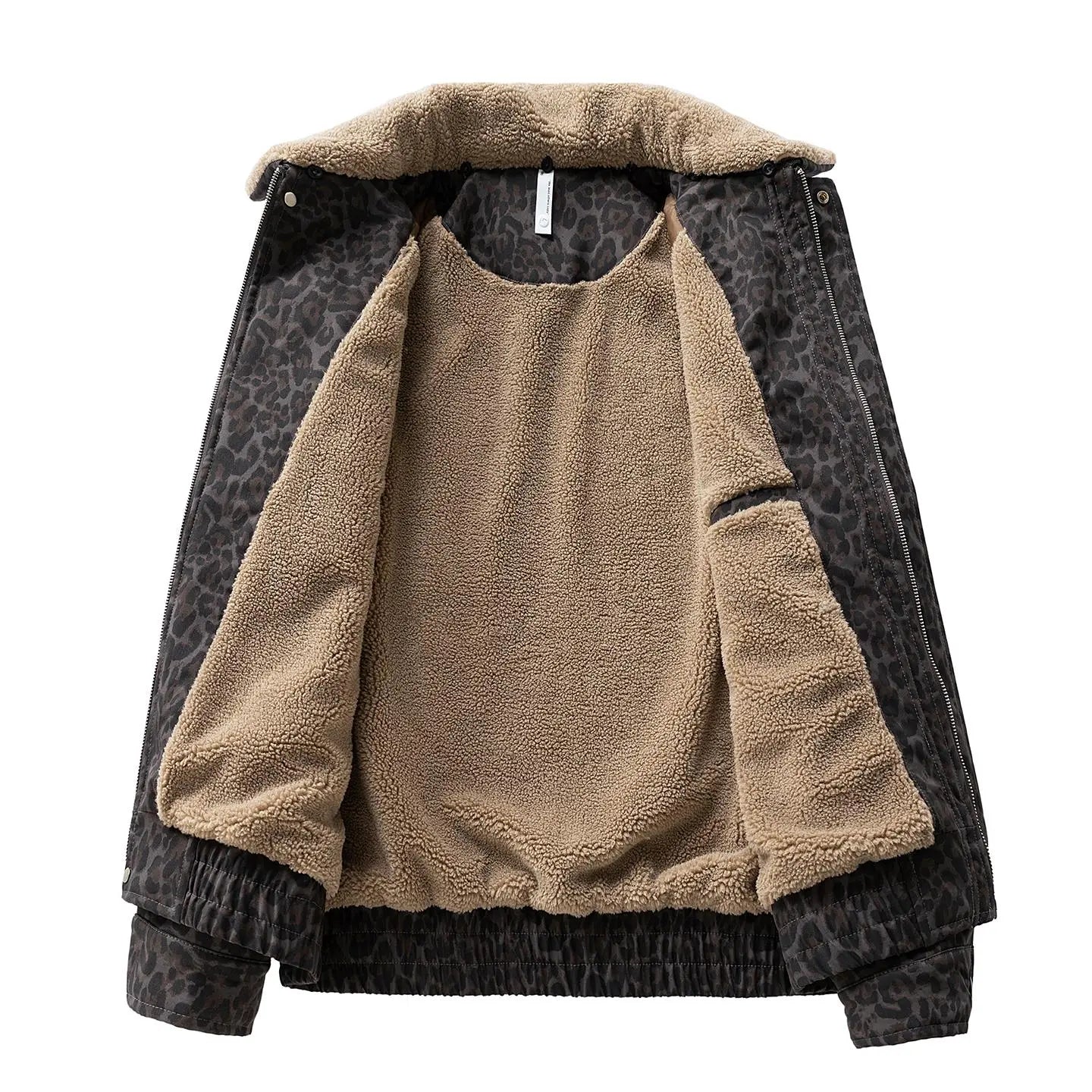 Men's Vintage Leopard Print Lapel Fleece Lined Warm Jacket Autumn Winter Trendy Casual New Coat quilted jacket winter outfits Stylish Menswear Functionality
