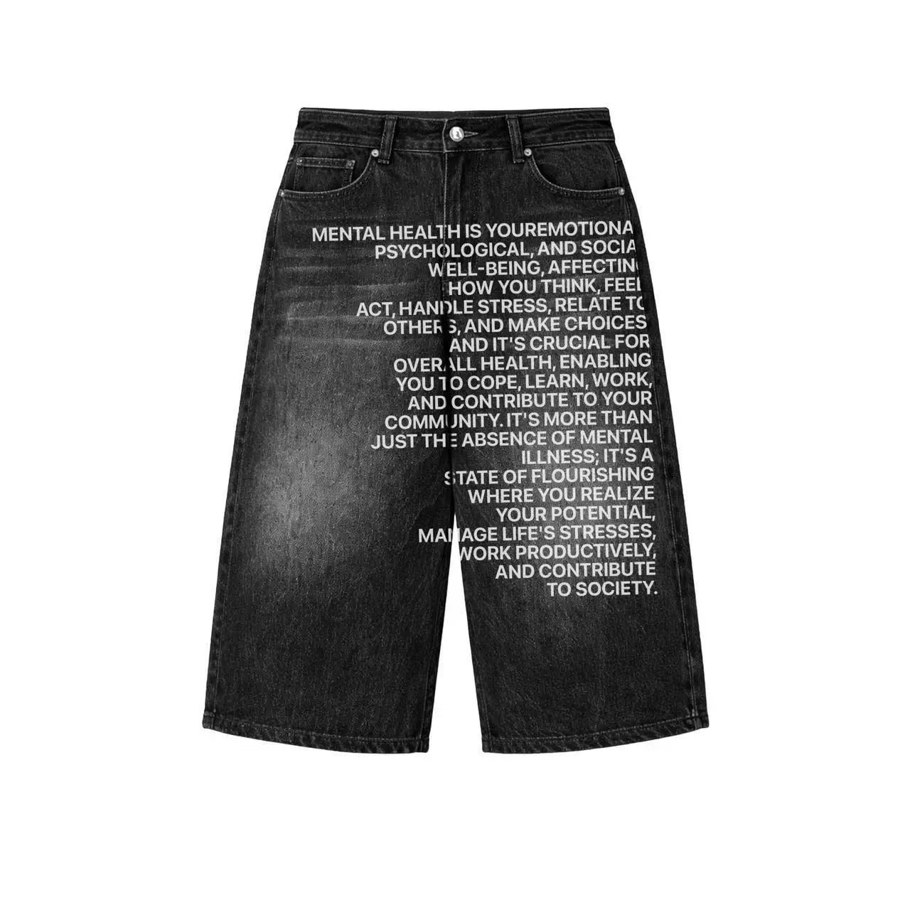 Y2K Vintage Washed Printed Baggy Wide Leg Jeans