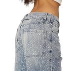 Unisex Y2K Rhinestone Loose Wide Leg Denim Pants