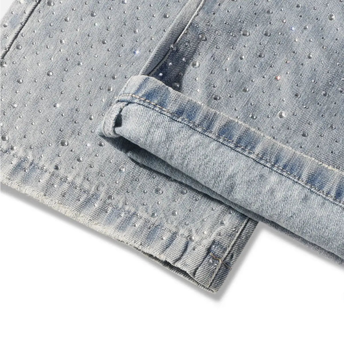 Rhinestone Jeans Y2K Wide Leg Pants Unisex Loose Oversized Trousers Casual Baggy Streetwear Denim Pants Pocket Clothes