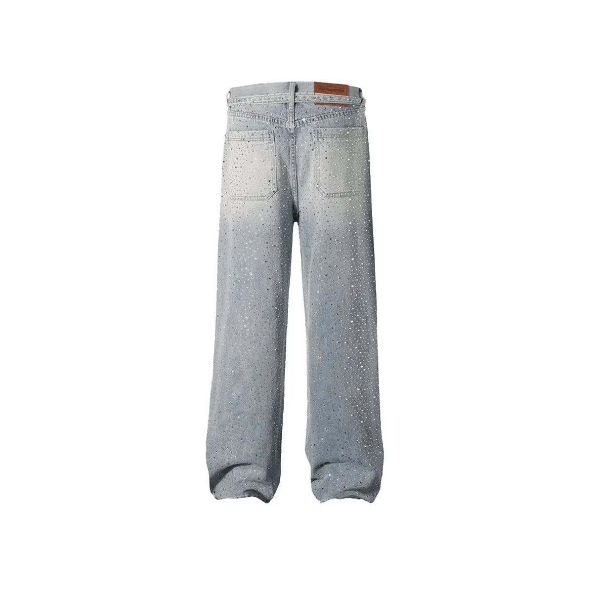 Rhinestone Jeans Y2K Wide Leg Pants Unisex Loose Oversized Trousers Casual Baggy Streetwear Denim Pants Pocket Clothes