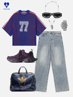 Unisex Y2K Rhinestone Loose Wide Leg Denim Pants