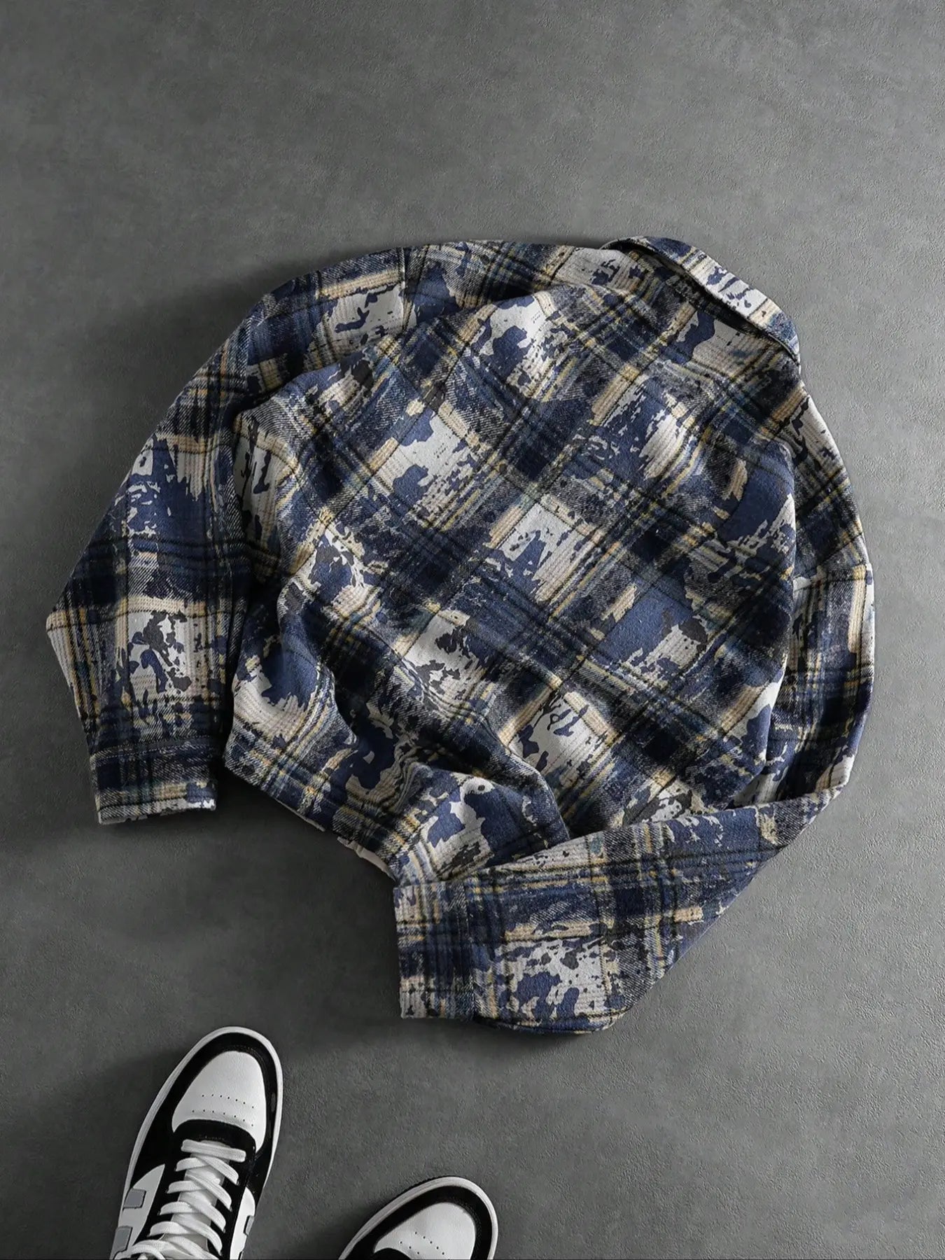 Classic Plaid Checked Fitted Shirt Men Daily Casual Top