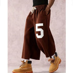 Street Style Badge Graphic Drawstring Waist Loose Pants
