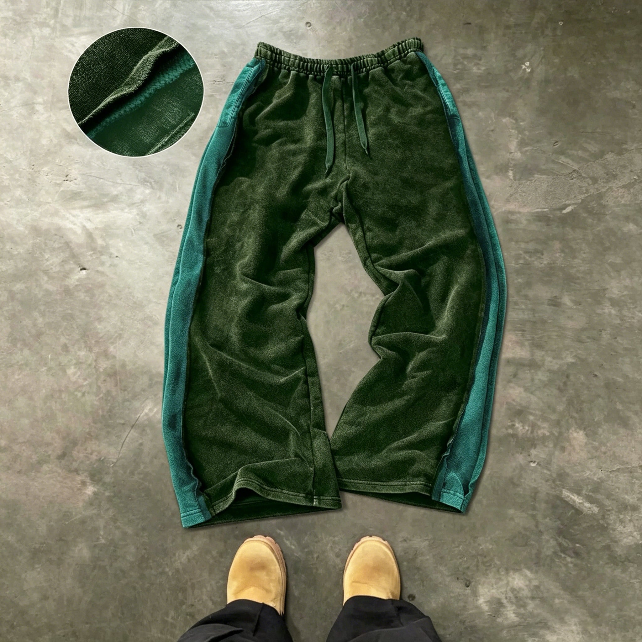 Men's Streetwear Simple Cotton Sport Pants, Wide Leg Knit Sweatpants, Washed Cotton Fabric, Casual Loose Fit, All Seasons, Comfy Sweatpants