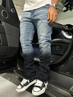 Slim Fit Elastic Denim Jeans Vintage Gradient Streetwear