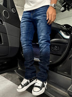 Slim Fit Elastic Denim Jeans Vintage Gradient Streetwear