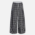 Double Waist Plaid Baggy Sweatpants Unisex Y2K