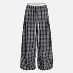 Double Waist Plaid Baggy Sweatpants Unisex Y2K