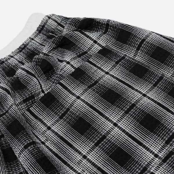 Double Waist Plaid Baggy Sweatpants Unisex Y2K