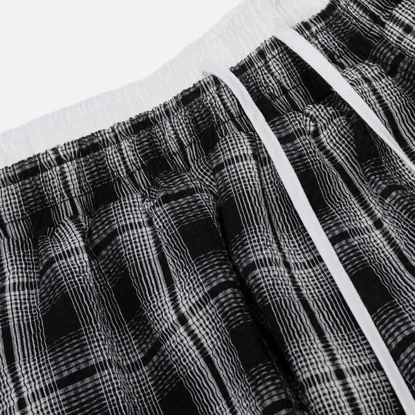 Double Waist Plaid Baggy Sweatpants Unisex Y2K