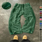 Washed Cotton Loose Wide Leg Knit Sweatpants