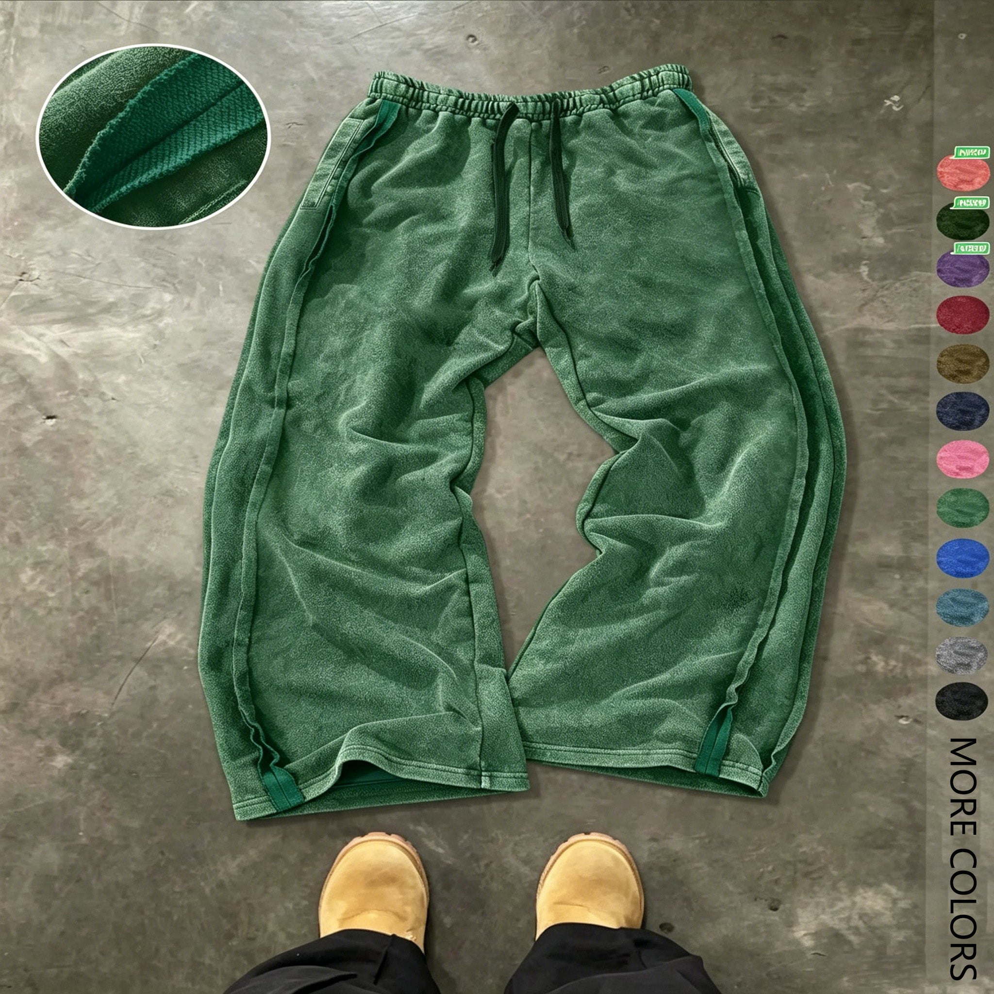 Men's Streetwear Simple Cotton Sport Pants, Wide Leg Knit Sweatpants, Washed Cotton Fabric, Casual Loose Fit, All Seasons, Comfy Sweatpants