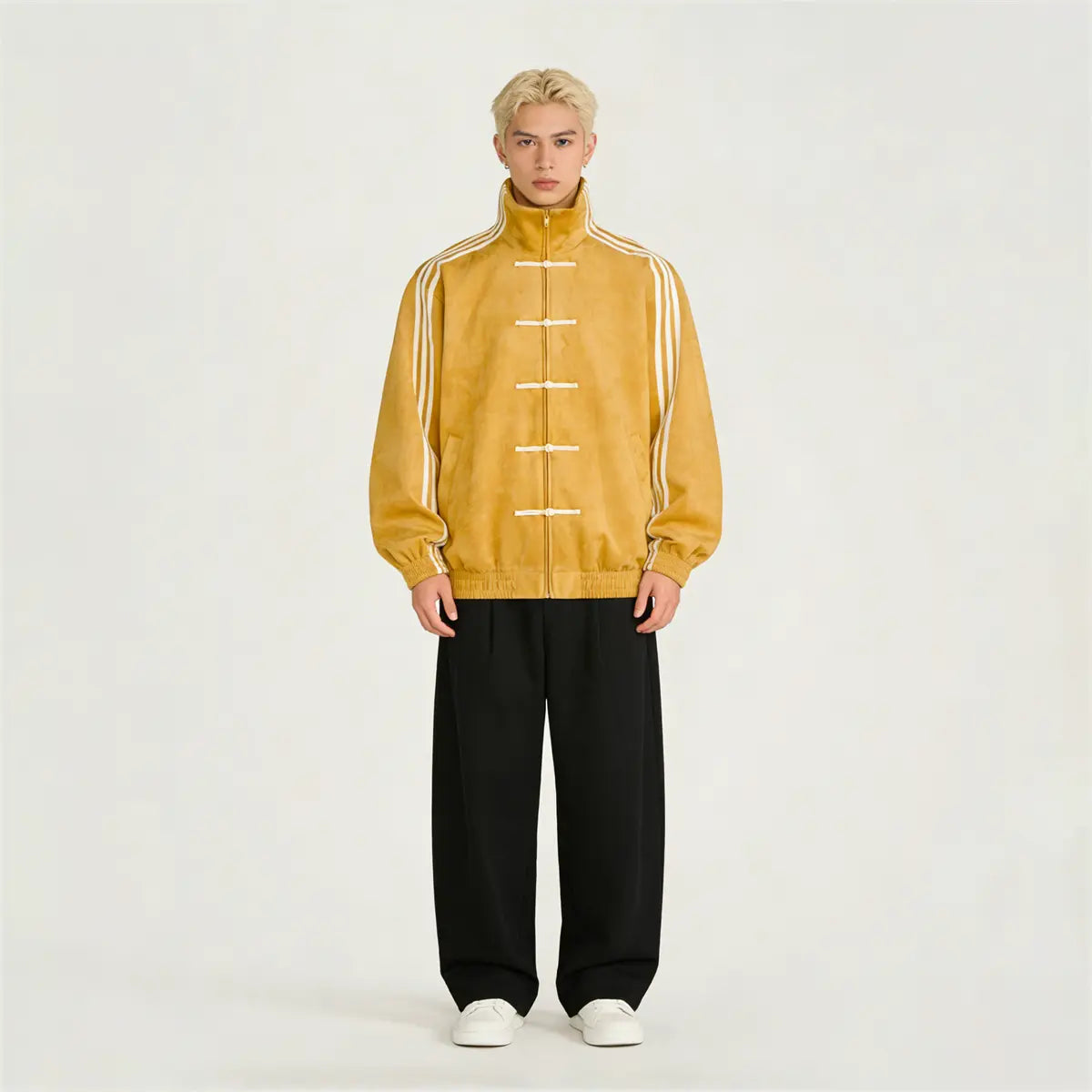 Pwest Y2K Chinese New Year Jacket –Toggle-Style Frog Buttons, Soft Yet Structured Fabric, Unisex Fit, Festive Street Style with Cultural Edge