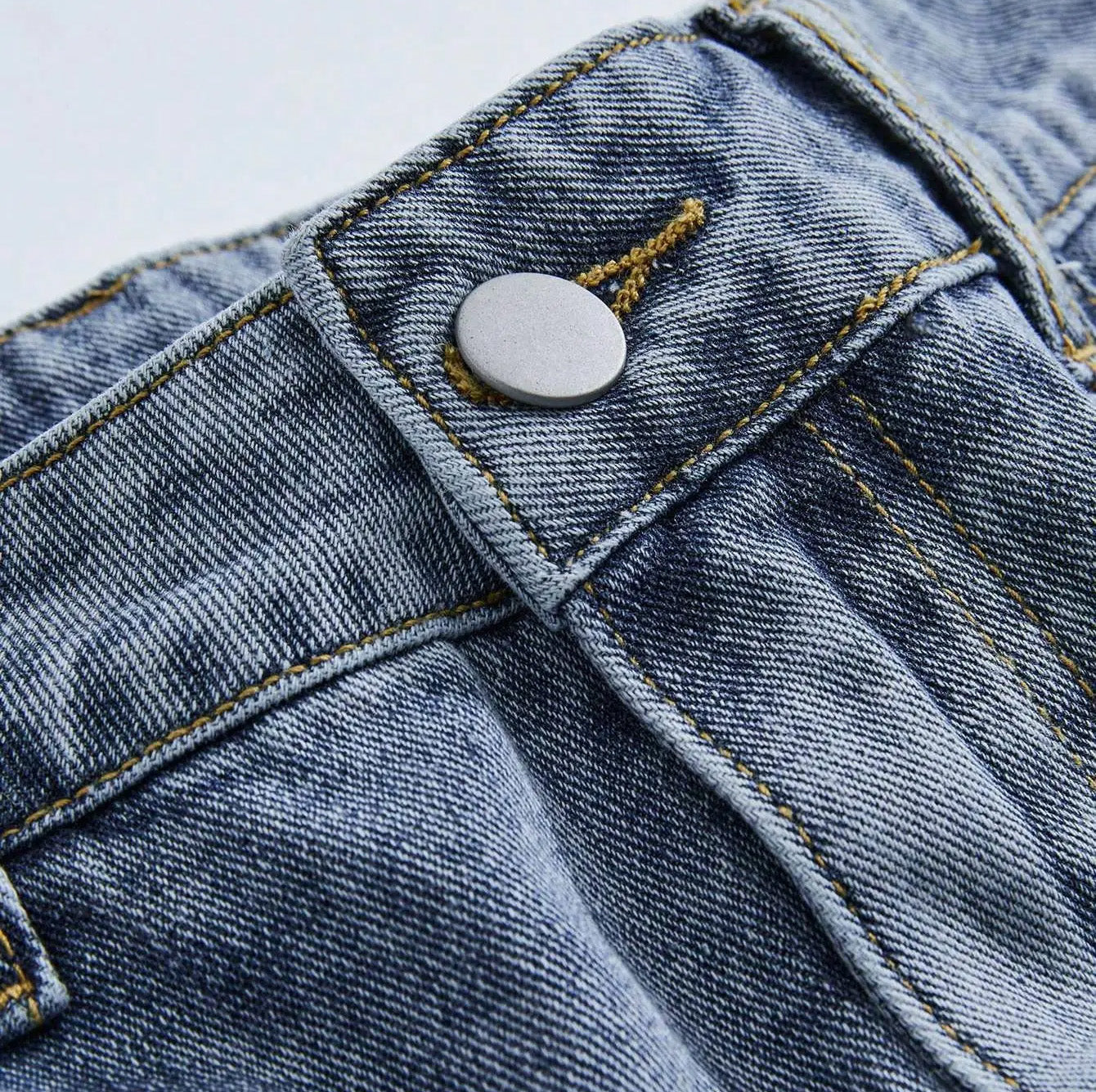 Frayed Hem Star Spring To Summer Pattern Wide Leg Jorts Denim Shorts with Pocket