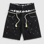 Rhinestone Diamond Embellished Loose Fit Denim Shorts