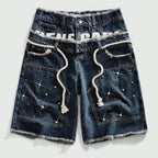 Rhinestone Diamond Embellished Loose Fit Denim Shorts