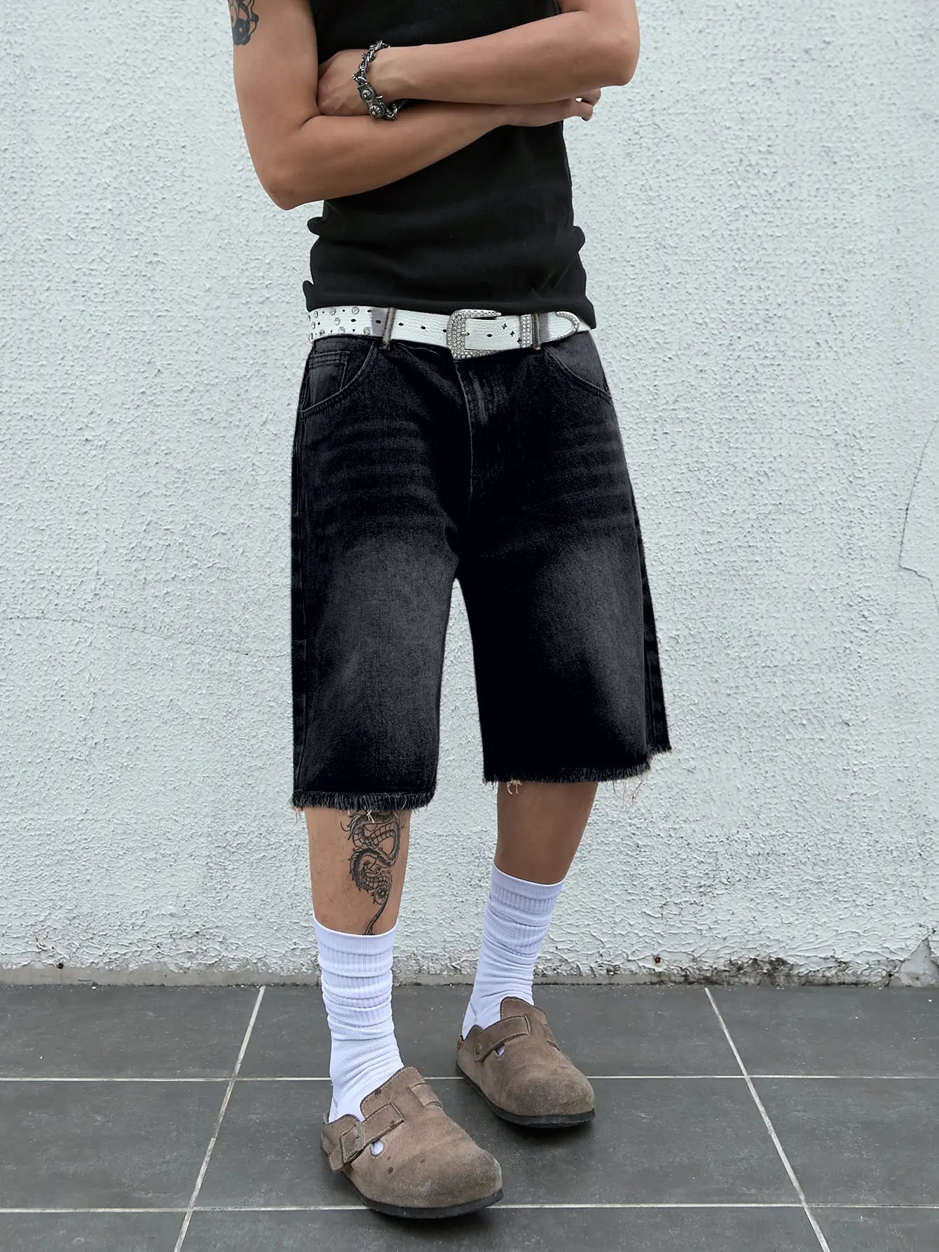 【Order Size Up】Straight Leg Jean Spring To Summer Shorts Raw Hem Low Rise Denim Bermuda Jorts Shorts Streetwear