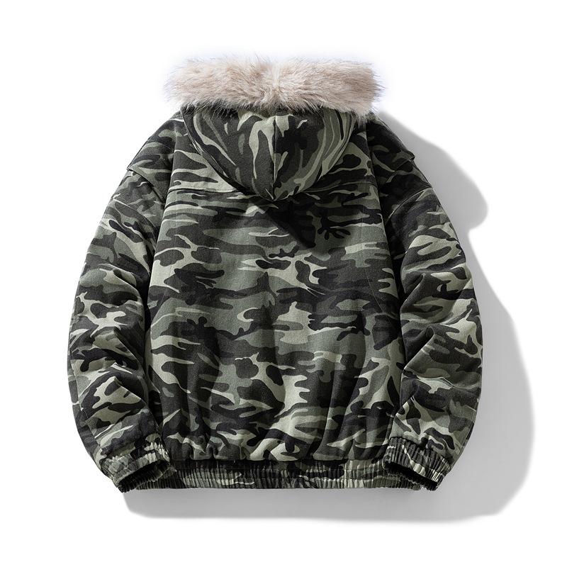 Fur Collar Hooded Cotton Coat Men Winter Warm Outerwear