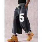Street Style Badge Graphic Drawstring Waist Loose Pants