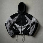 Color Block Patchwork Hooded Fleece Cotton Jacket