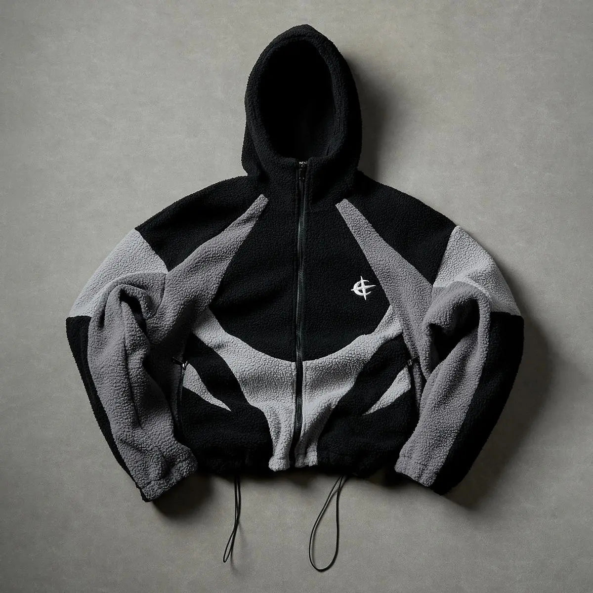 Color Block Patchwork Hooded Fleece Cotton Jacket