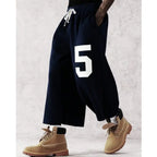 Street Style Badge Graphic Drawstring Waist Loose Pants