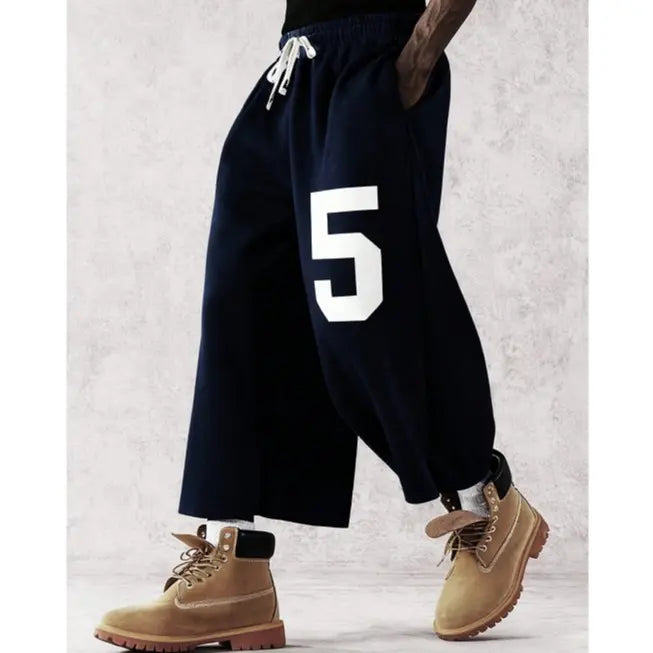 Street Style Badge Graphic Drawstring Waist Loose Pants